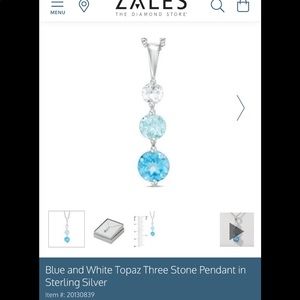 Zales Blue Topaz Pendant Sterling Silver Necklace